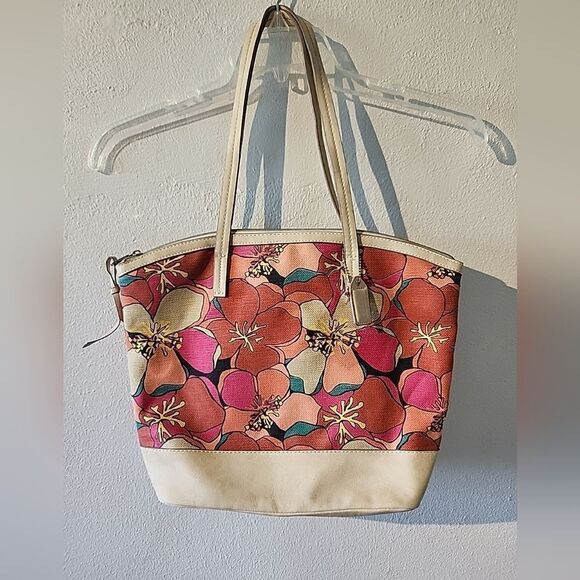 Relic Floral Canvas Floral Tote Bag Purse Zip Top Summer Hadley Fossil - Picture 1 of 13